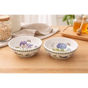 Vtg Portmeirion Botanic Garden Cereal Bowls Set of 2 Primrose Pansy Made Britain